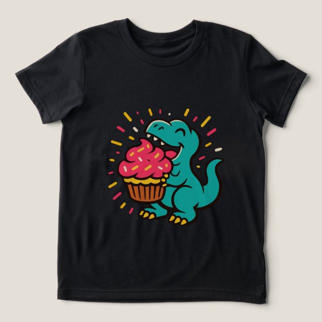 Camiseta Triblenda Dino Loves Cupcakes  (Diseño delantero )