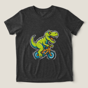 Camiseta Triblenda Dinosaurio de dibujos animados montando una bicicl