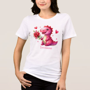 Camiseta Triblenda Dinosaurio El día de San Valentín lindo