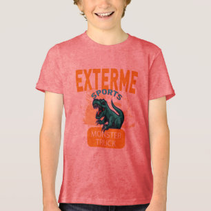 Camiseta Triblenda Dinosaurio montado en el camión monstruo trasero t