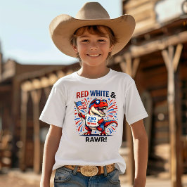 Camiseta Triblenda Dinosaurio Rojo, Blanco y Rawr
