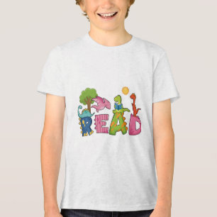 Camiseta Triblenda Dinosaurios Lindos Leen Libro Maestro de Primaria
