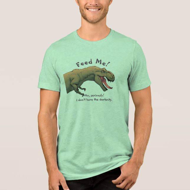 Camiseta Triblenda Dinosaurios T-Rex alimentándome con hombres (Anverso)