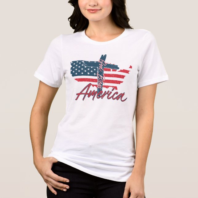 Camiseta Triblenda Dios bendiga a Estados Unidos (Anverso)