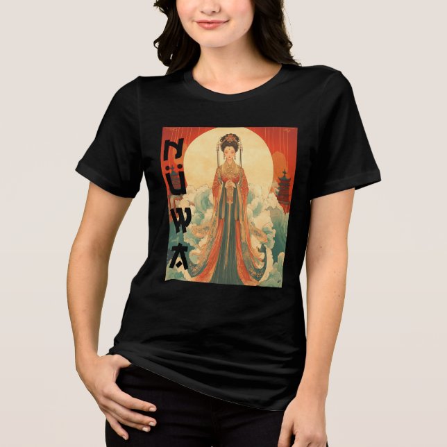 Camiseta Triblenda Diosa china nuwa arte de mitología tradicional (Anverso)
