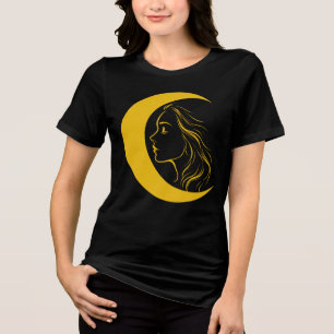 Camiseta Triblenda Diosa Lunar Celestial – Perfil de Arte de Línea Mí