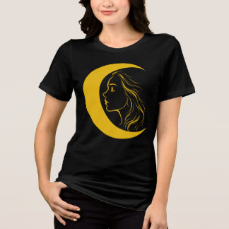 Camiseta Triblenda Diosa Lunar Celestial – Perfil de Arte de Línea Mí