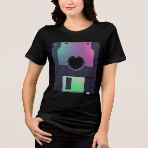 Camiseta Triblenda Disco Floppy Heart Gráfico Holográfico - Retro Y2K