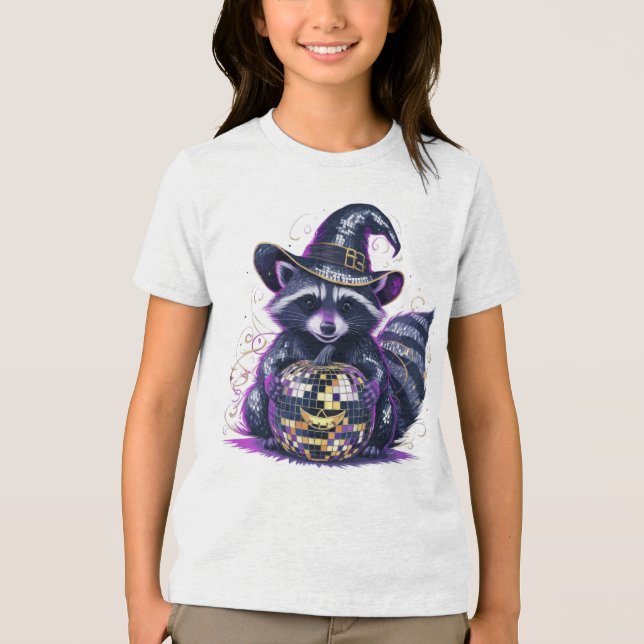 Camiseta Triblenda Disco Raccoon Halloween T-Shirt - Vibrante Witch H (Anverso)