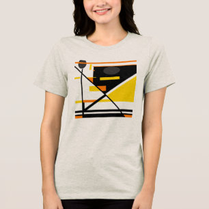 Camiseta Triblenda Diseño abstracto contemporáneo del Naranja de oro