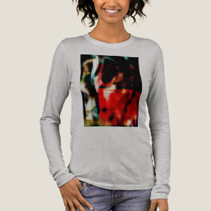 Camiseta Triblenda Diseño abstracto de floración negra verde rojo