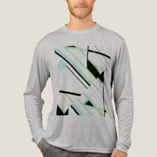 Camiseta Triblenda Diseño abstracto de líneas diagonales de menta neg
