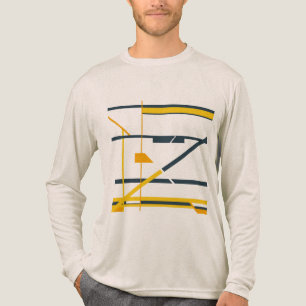 Camiseta Triblenda Diseño abstracto geométrico gris naranja dorado es