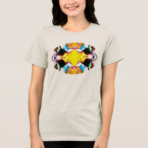 Camiseta Triblenda Diseño amarillo de Mandala con verde azul Naranja