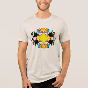 Camiseta Triblenda Diseño amarillo de Mandala con verde azul Naranja 