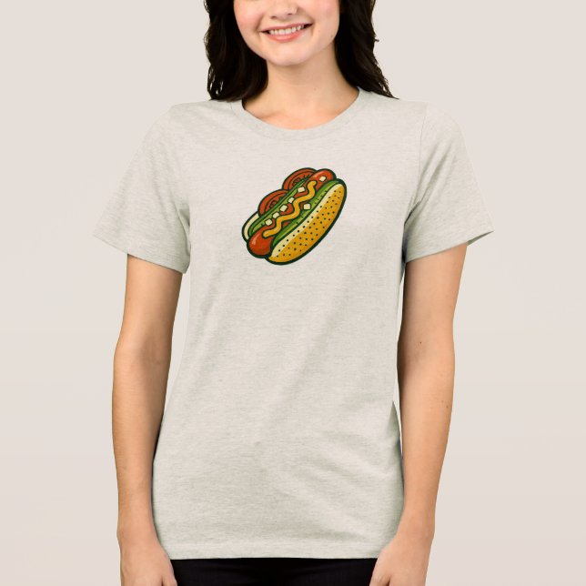 Camiseta Triblenda Diseño clásico de perros calientes (Anverso)
