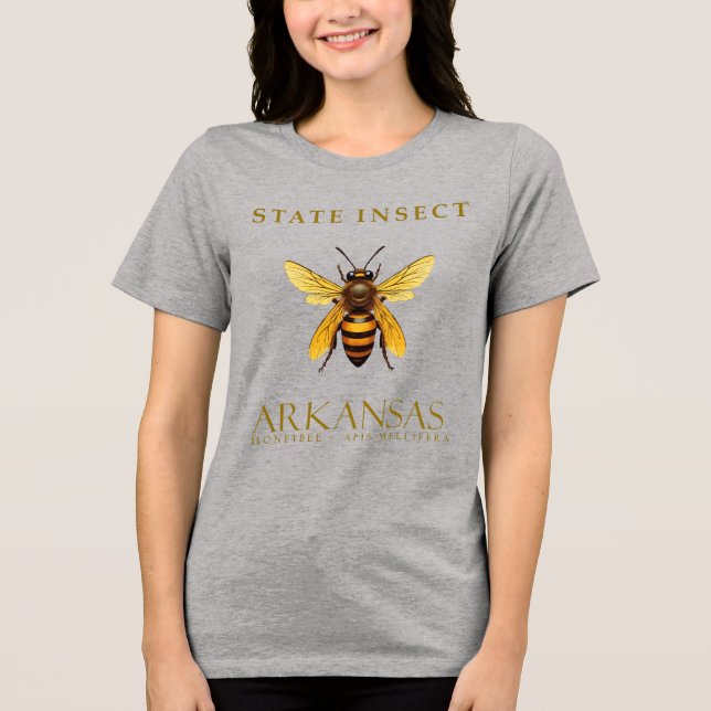 Camiseta Triblenda Diseño de abeja melífera de Arkansas (Anverso)