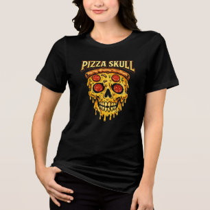 Camiseta Triblenda Diseño de amante de la comida con calavera de pizz