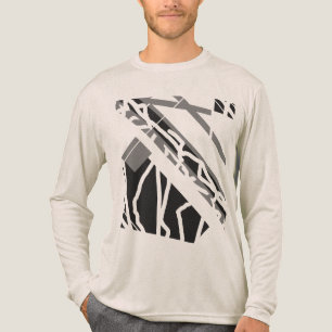 Camiseta Triblenda Diseño de arte abstracto inclinado por gris negro