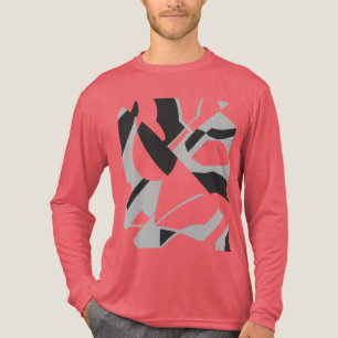 Camiseta Triblenda Diseño de Arte Diagonal Gris Negra Negra Brillante