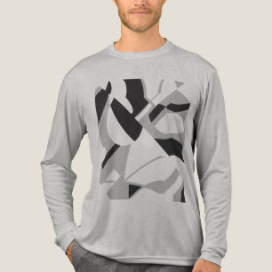 Camiseta Triblenda Diseño de Arte Diagonal Gris Negra Negra Brillante