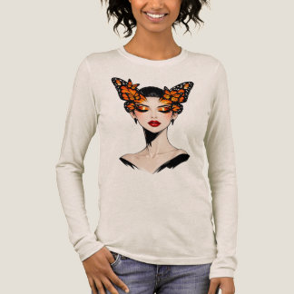 Camiseta Triblenda Diseño de Arte Femenino Reina Mariposa