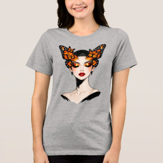 Camiseta Triblenda Diseño de arte femenino Reina Mariposa