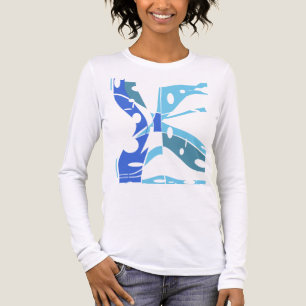 Camiseta Triblenda Diseño de arte geométrico azul azul Verde azulado 