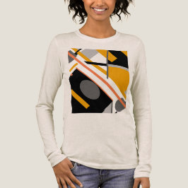 Camiseta Triblenda Diseño de Arte Geométrico Diagonal Gris Oro Negro