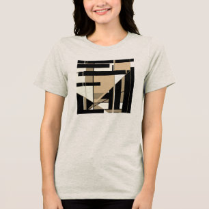 Camiseta Triblenda Diseño de arte geométrico tipo MCM Taupe Black Tan