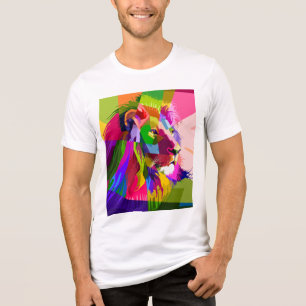 Camiseta Triblenda Diseño de arte pop prismático colorido de león-625