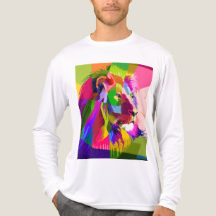 Camiseta Triblenda Diseño de arte pop prismático colorido de león-625