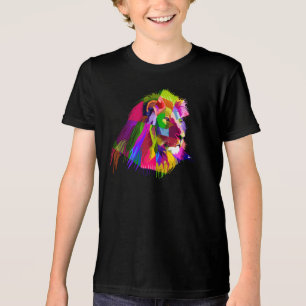 Camiseta Triblenda Diseño de arte pop prismático de cabeza de león-62