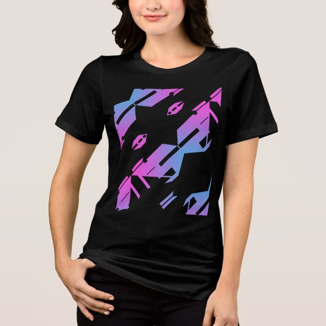 Camiseta Triblenda Diseño de arte tropical magnético azul diagonal (Anverso)