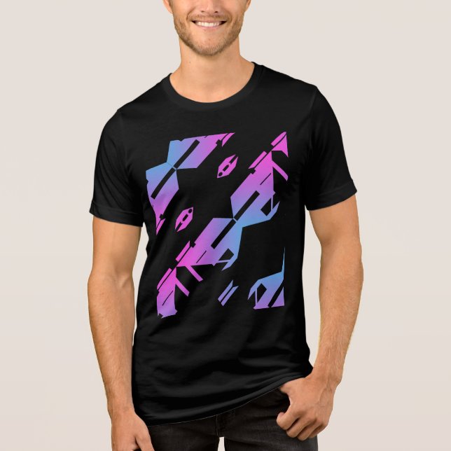 Camiseta Triblenda Diseño de arte tropical magnético azul diagonal (Anverso)