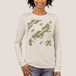 Camiseta Triblenda Diseño de arte tropical Zig-zag de color verde oli