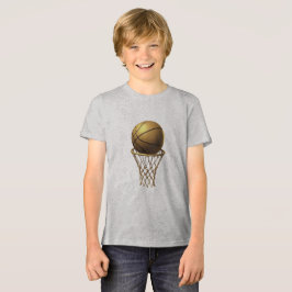 Camiseta Triblenda Diseño de Baloncesto Dorado y Hoop