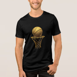 Camiseta Triblenda Diseño de Baloncesto Dorado y Hoop
