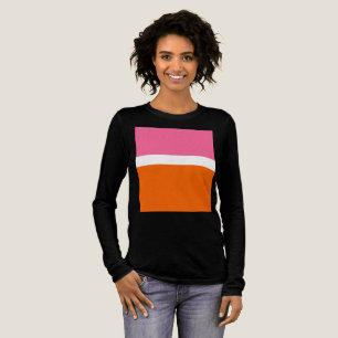Camiseta Triblenda Diseño de bloque de color sencillo de Naranja blan