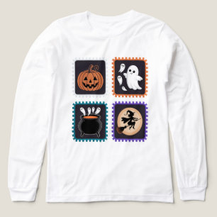 Camiseta Triblenda Diseño de bordado con sello de Halloween - Calabaz