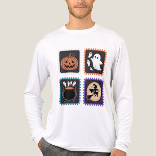 Camiseta Triblenda Diseño de bordado con sello de Halloween - Calabaz