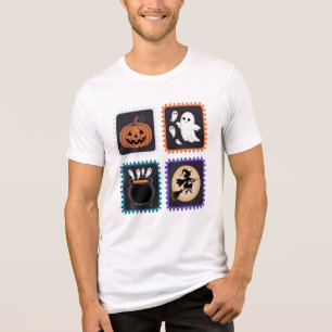 Camiseta Triblenda Diseño de bordado con sello de Halloween - Calabaz