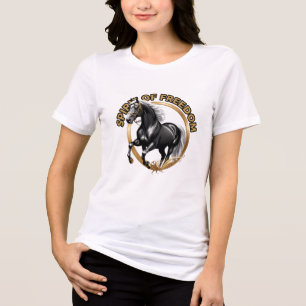 Camiseta Triblenda Diseño de caballo negro Espíritu de Libertad