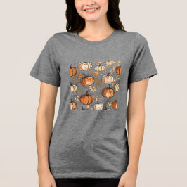 Camiseta Triblenda Diseño de Caída de Calabaza sin Margen