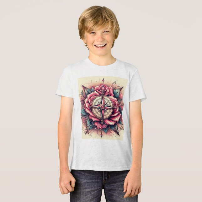 Camiseta Triblenda Diseño de camiseta de brújula Rosa (Anverso Completo)