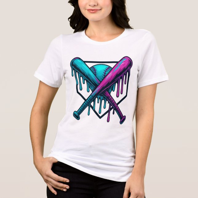 Camiseta Triblenda Diseño de camiseta de los Bats de Béisbol Neon Dri (Anverso)