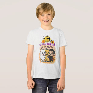 Camiseta Triblenda Diseño de Casa Embrujada Atardecer Púrpura Feliz H