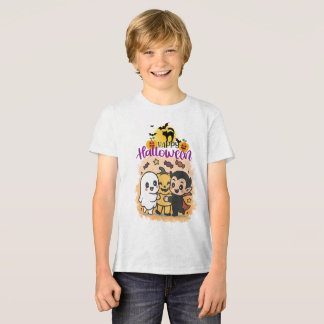 Camiseta Triblenda Diseño de Casa Embrujada Atardecer Púrpura Feliz H