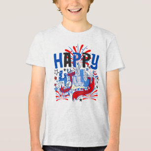 Camiseta Triblenda Diseño de Celebración Patriótica del 4 de Julio Fe