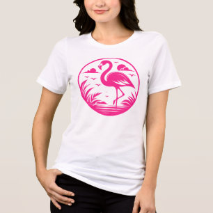 Camiseta Triblenda Diseño de círculo de verano de flamenco rosa-68730